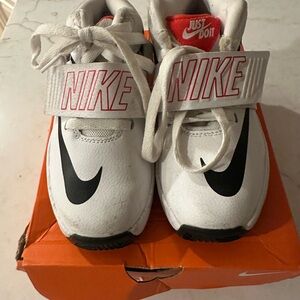 Nike Kids White and Red Basketball Sneakers
